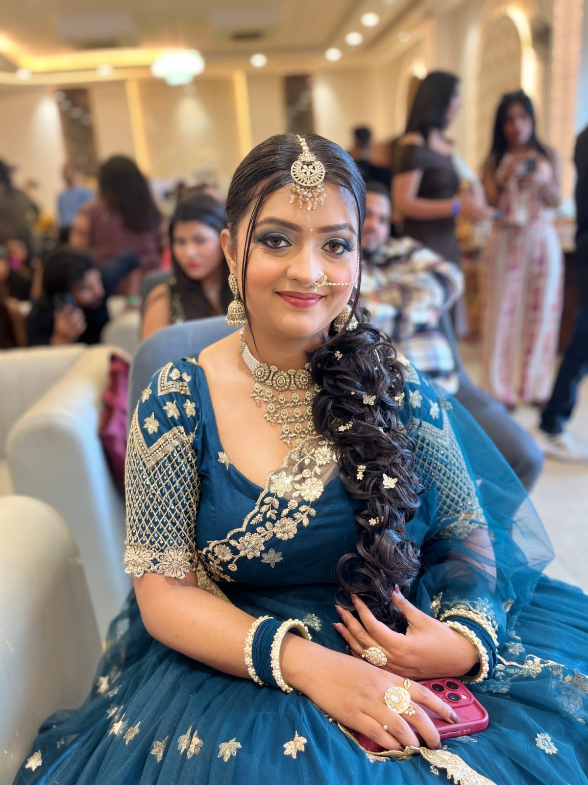 Bridal makeup portrait with traditional jewellery.